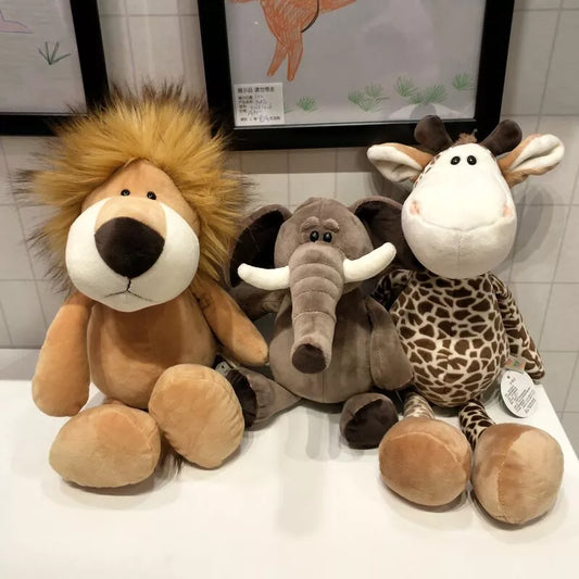 Brinquedo de Pelúcia Animais da Floresta - 25cm - (Leão, Tigre, Elefante, Zebra, Macaco, Guaxinim, Girafa, Raposa e Cachorro)